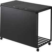 Yamazaki Mülleimer mit 3 Fächern & Rollen, TOWER, Abfalleimer, schwarz,