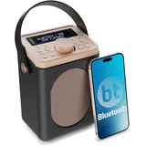 MAJORITY Little Shelford DAB Plus Radio | Küchenradio UKW mit Bluetooth | Radio Batteriebetrieben mit 15 Stunden Wiedergabezeit oder Steckdosenradio | Mini Digitalradio mit Doppelalarm (Schwarz)