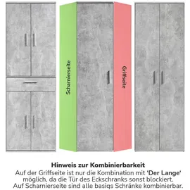 mokebo Eckschrank in Grau Der Lange Schrank Aufbewahrungsschrank oder Mehrzweckschrank