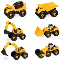 Relaxdays Baustellenfahrzeuge Kinder 6-tlg. Set Gelb,Grau,Schwarz