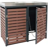 Mendler Mülltonnenverkleidung HWC-K14 124 x 134 x 84 cm walnuss