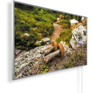 Infrarotheizung mit Bild – Bildmotive – TÜV SÜD - 800 Watt Bildheizung - Weißer Rahmen (15. Zwei Pilze im Wald)