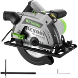 DESOON 1600W Handkreissäge mit Führungsschiene & Laser Leitfaden, (Sägeblätter: 185 mm, Schnitttiefe 65 mm (90°), 45 mm (43°), 2 x Kreissägeblätter (24T + 40T), Kreissäge für Holz/Metall/Kunststoff