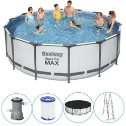 Bestway - Steel Pro MAX - Schwimmbecken mit Filterpumpe - 427x122 cm grau|BLAU No Size