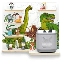 stadtecken Holzregal passend für Toniebox 2 I Geeignet für ca. 30 Tonies I Perfekte Aufbewahrung im Kinderzimmer I Regal zum Aufstellen oder Aufhängen (Dinomania, Mit Schmalen Boden)