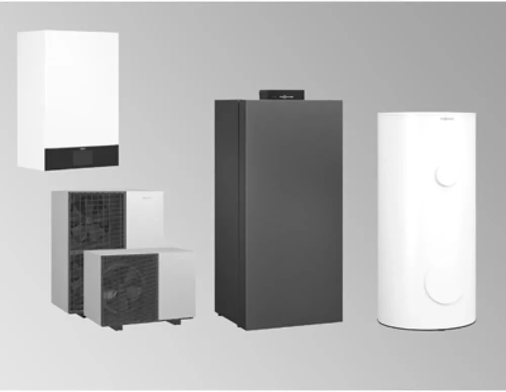 VIESSMANN Paket Vitocal 150-A Hybrid A10 400V AF mit VC 300 CU3A 19kW, Speicher 250 Ltr - Z033069