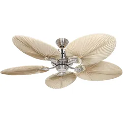 Deckenventilator Caribbean Dream Eco II - Chrom Gebürstet / Palme Natur