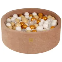 MeowBaby Bällebad Beige, Gold, Beige, Weiß, Transparent, 90x30x90 cm, Spielzeug, Kinderspielzeug, Bällebad