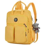 ECOSWAY Damen-Rucksack mit mehreren Taschen, großes Fassungsvermögen, wasserdicht, multifunktionaler Rucksack für Outdoor, Reisen, Schule (gelb), gelb