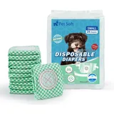 Pet Soft Einweg Windeln für Hunde&Katzen, 24 Stück Hochsaugfähige Katzenwindeln Hundewindeln für Hündinnen S mit verstellbarem Schwanzloch