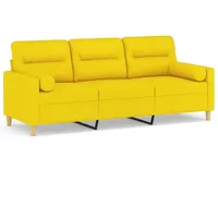 VidaXL 3-Sitzer-Sofa mit Zierkissen Hellgelb 180 cm Stoff