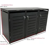 DEGAMO Mülltonnenbox 175x62x102cm für 3x Tonnen 120 Liter, Stahl anthrazit
