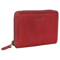 Benthill Geldbörse Klein Leder Mini Geldbeutel Damen RFID Portmonee Slim Portemonnaie, RFID-Schutz Kartenfächer Münzfach Reißverschlussfach rot