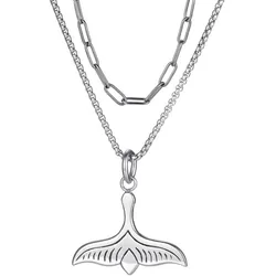 Kette mit Anhänger FIRETTI "Schmuck Geschenk Flosse", silber (edelstahlfarben), Halsketten, Damen, Edelstahl, L: 45cm