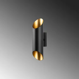 Opviq Wandleuchte Cut gold schwarz Metall, B/H/T/L/D: ca. 12x30x12x8x8 cm G9 2 Brennstellen / gold, schwarz