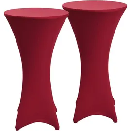 Beautissu Stehtischhusse Stretch Bordeaux Ø 80 cm 2er Set