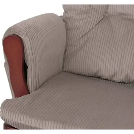 Mendler Relaxsessel HWC-C76 Cord 52 x 100 x 80 cm Hellgrau mit Hocker