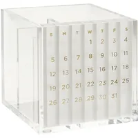 RUSSELL+HAZEL Ewiger Kalender und Bleistiftblock aus Acryl, Stiftebecher, Bürobedarf, transparent, 10,2 x 10,2 cm