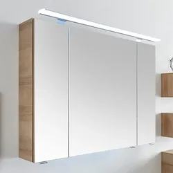 Pelipal Serie 6025 (Solitaire) Spiegelschrank 115 cm, mit LED Aufsatzleuchte 6025-SPS11-K438, Badmöbel, riviera eiche quer nachbildung