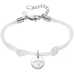 Edelstahlarmband KANGAROOS "Schmuck Geschenk, Armkette Känguru Anhänger - Nylonband", weiß (edelstahlfarben, weiß), Armbänder, Damen, Edelstahl-Nylon, Edelstahl, Nylon