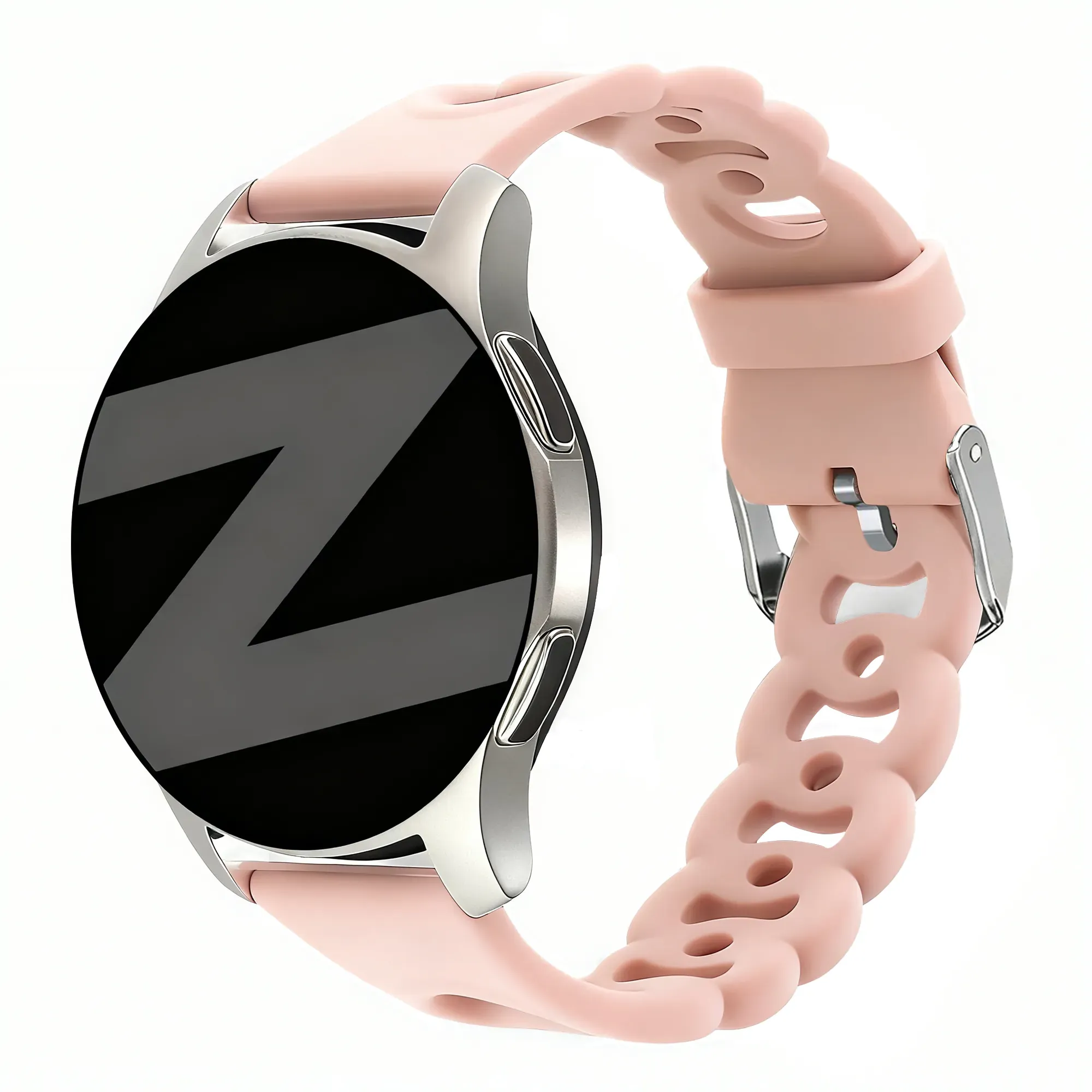 Bandz Actyve Smartwatch 20mm Armband Silikon 'Chains' für Actyve Smartwatch 20mm - Rosa - Schnallenverschluss