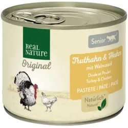 REAL NATURE Original Nassfutter Katze, Senior, Truthahn & Huhn mt Walnussöl 6x200 g