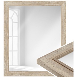 WANDStyle Wandspiegel H690, Cremebraun, aus Massivholz im Vintage Stil braun 67 cm x 47 cm