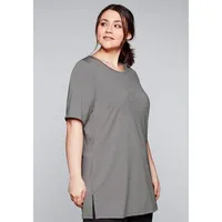 Sheego Funktionslongshirt in grau meliert | Gr.: 48/50