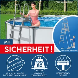 BESTWAY Power Steel Frame Pool Komplett-Set 732 x 366 x 132 cm inkl. Filterpumpe