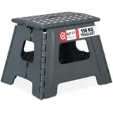 Relaxdays Klapphocker faltbar, Camping Hocker, Kinder Badhocker, bis 150 kg, Kunststoff, HxBxT: 30 x 37 x 29 cm, grau