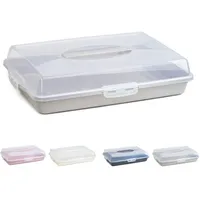 Pullmer Kuchen transportbox rechtecking, Kuchenbehälter mit Haube, Kuchentransportbox, Partybutler 44x30x10 Beige