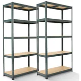 Arebos 2x Schwerlastregal 180 x 90 x 40 cm 875 kg Kellerregal Steckregal Schwarz