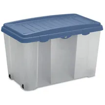 CASARIA Aufbewahrungsbox 120l mit Deckel Rollen Trennwände stapelbar transparent Kunststoff BPA-frei XXL Rollbox Kunststoffbox Büro Spielzeug Blau