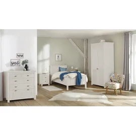 Home Affaire »Rauna, mit Lamellen und Kassetten, klassischer Landhausstil, rustikal«, (2 Breiten: 113/159 cm H/T ca. 195/60 cm), massive Kiefer, Metallgriffe, mehrere Varianten, zeitloses Design