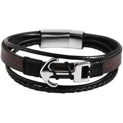 Edelstahlarmband ADELIA ́S "Herren Armband aus Edelstahl 22,5 cm", braun, Armbänder, Herren, 22,5, Edelstahl