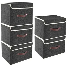 luxuskollektion Faltbare Aufbewahrungsbox 38 x 25 x 25 cm 5-tlg. schwarz