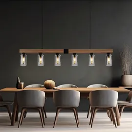 GLOBO Hängelampe 6-flg. 140 cm rechteckig/Rauchglas/Metall schwarz