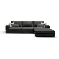 moebeloutlet.de Ecksofa Stoff Bern, Modulares Sofa verschieden aufstellbar schwarz