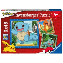 Ravensburger Puzzle »3 x 49 Teile Puzzle Disney Pokemon Glumanda, Bisasam und Schiggy 05586«, 49 Puzzleteile