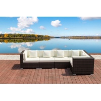 OUTFLEXX Loungemöbel-Set, 5 Pers, braun marmoriert, Polyrattan, wasserfeste Kissenbox