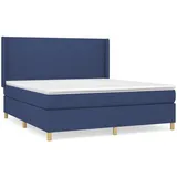vidaXL Boxspringbett mit Matratze Blau 180x200 cm Stoff