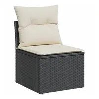vidaXL Gartensofa ohne Armlehnen mit Kissen Schwarz Poly Rattan