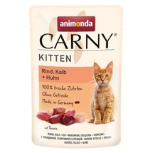 Animonda Carny Kitten 85g Beutel Katzennassfutter Sparpaket 24 x 85 Gramm Rind, Kalb + Huhn