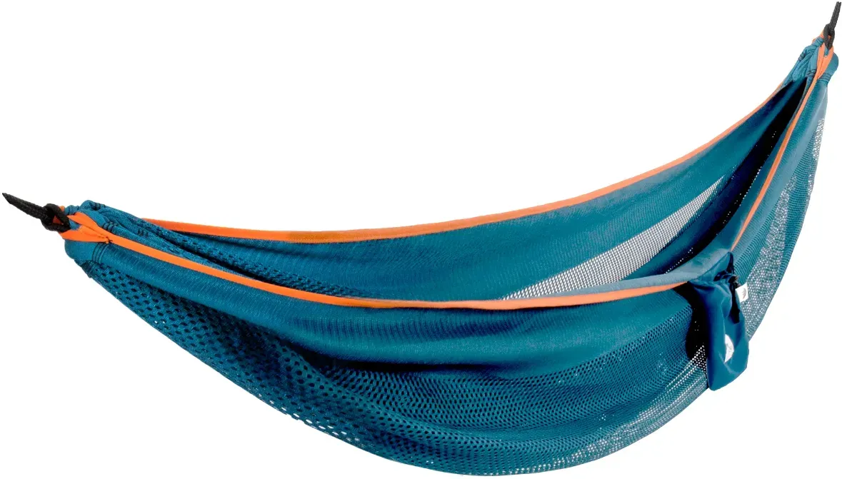 Reisehängematte doppelt 325 x 201 cm, Blau, Polyester-Mesh - VIVERE Doppelte Netzhängematte - 181 kg Tragkraft, kompakt