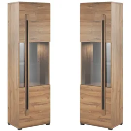 Lomadox Fernsehwand Eiche Grandson Nb. Turda-83 mit Led Beleuchtung und Absetzungen in schwarz, B/h/t: ca. 340/204/50 cm