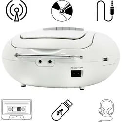 Soundmaster SCD7800 tragbares Digitalradio CD-Player Kassettenspieler Hörbuchfunktion DAB+ UKW-Radio USB-Anschluss Kopfhöreranschluss