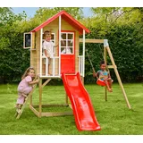 Zwerkules Lolla 2 | Kinder Stelzenhaus mit Rutsche und Schaukel | Holz - Natur