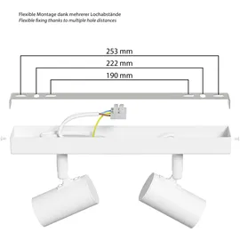 ledscom.de Deckenleuchte FARE, 2-flammig, weiß matt, 2x E27 max. 60W