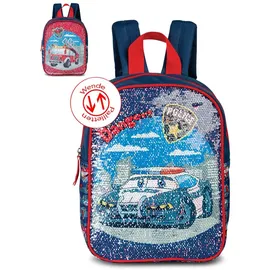 FABRIZIO Kinderrucksack Feuerwehr/Polizei Pailletten dunkelblau