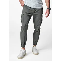 Cargohose AUTHENTIC LE JOGGER, Herren, Gr. 34, N-Gr, grün (khaki), Web, Obermaterial: 97% Baumwolle, 3% Elasthan, unifarben, casual, regular fit lang, Hosen, mit normaler Bundhöhe aus elastischer Baumwoll-Qualität